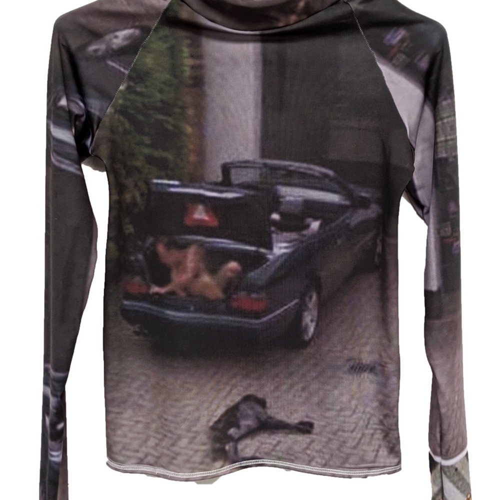Graphic Long Sleeve Mock Neck Shirt
